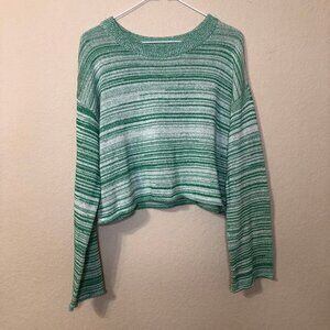 Arizona Sweater Green Stripe Trendy Cozy Retro NWT
